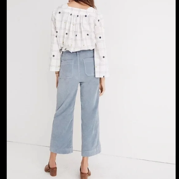 NWT Madewell Emmett Wide-Leg Crop Pants in Velveteen SZ 27 - Picture 2 of 7